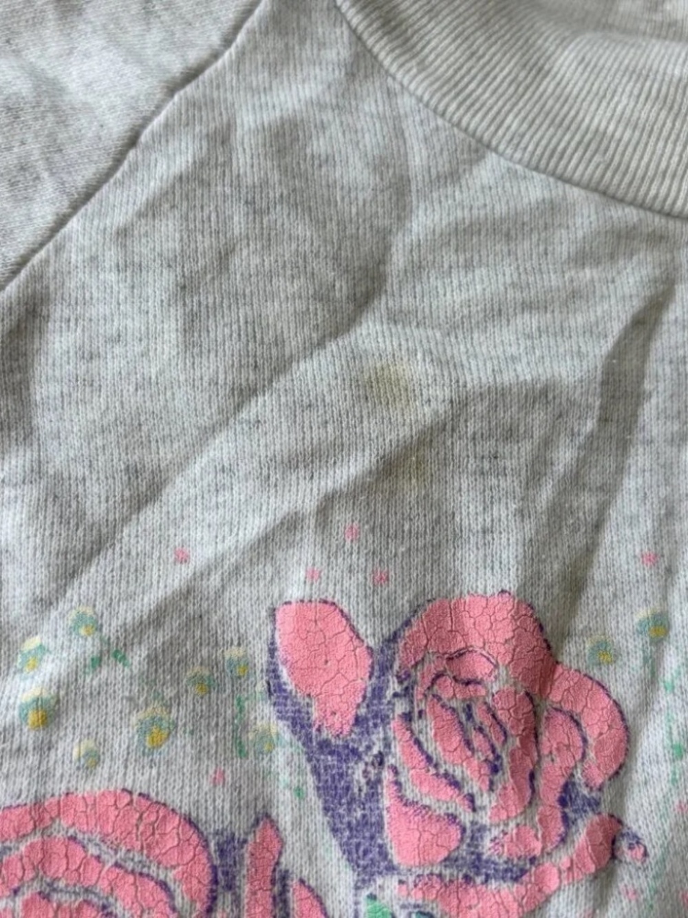 Vintage Cat Sweatshirt Gray Floral Kitten Graphic Grandmacore Cozy Y2K Coquette - Picture 4 of 9